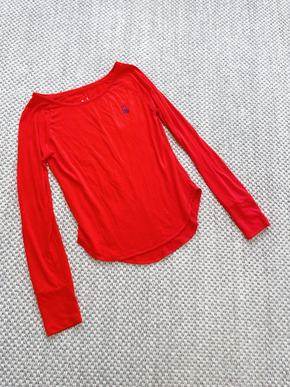 Psycho Bunny Women’s Bright Red Long Sleeve Scoop Neck Tee staple shirt small